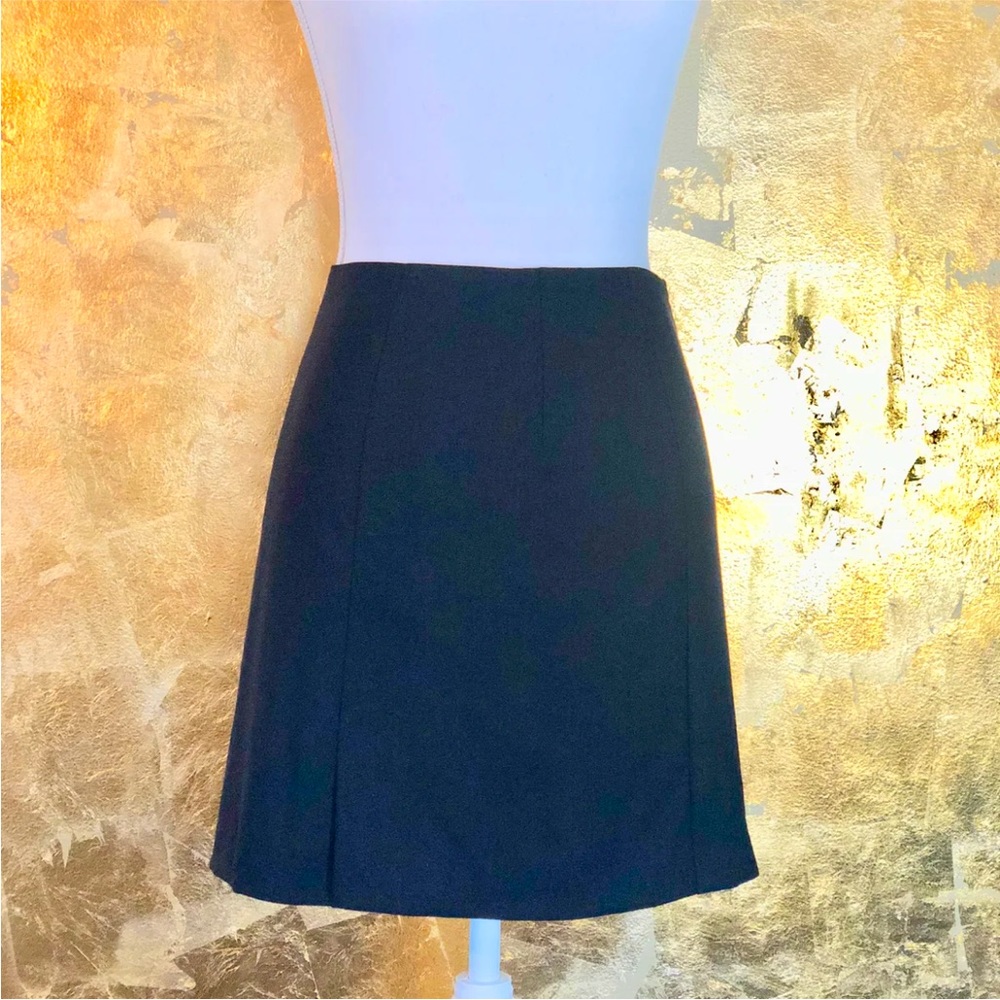Vintage 90s Emporio Armani black mini skirt with side slit.